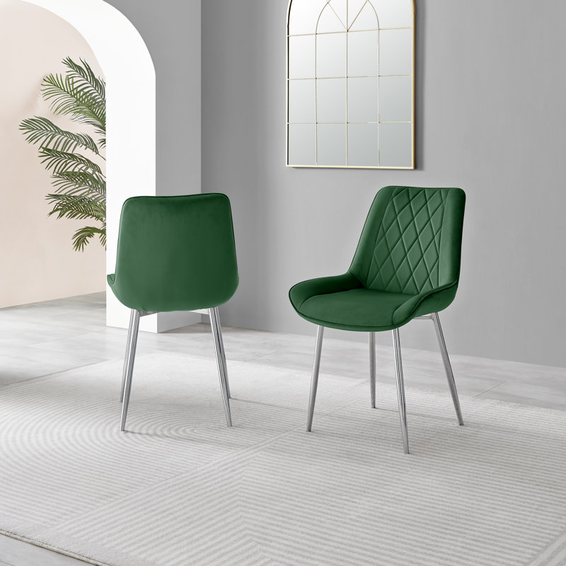 Eubanks Dining Set with 6 Chairs, Green/Silver, Grey/White