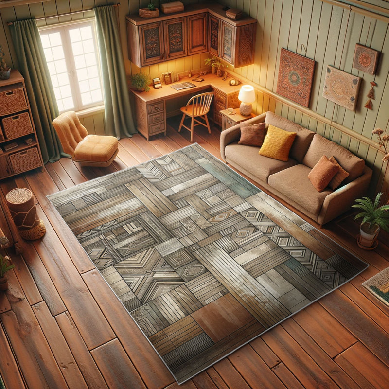 Grey Sepia and Cinnamon Bohemian Geometric Area Rug
