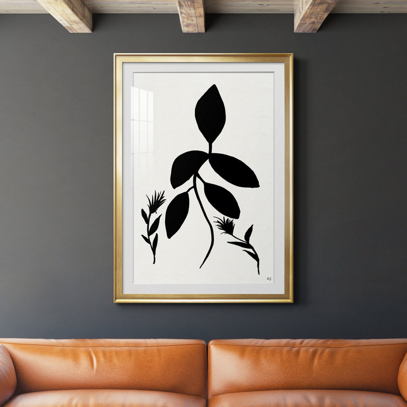 Silhouette Garden I - peinture encadrée, Papier encadré doré, H 30,5 po x l 42,5 po x P 1,5 po