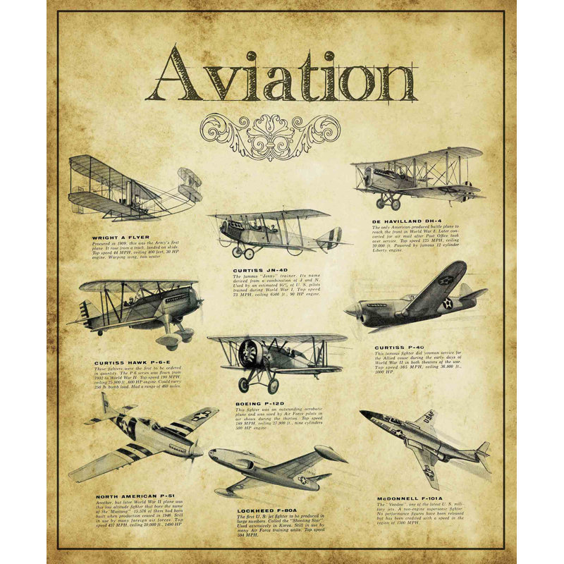 Aviation Guide Print on Wrapped Canvas, 48" H x 40" W