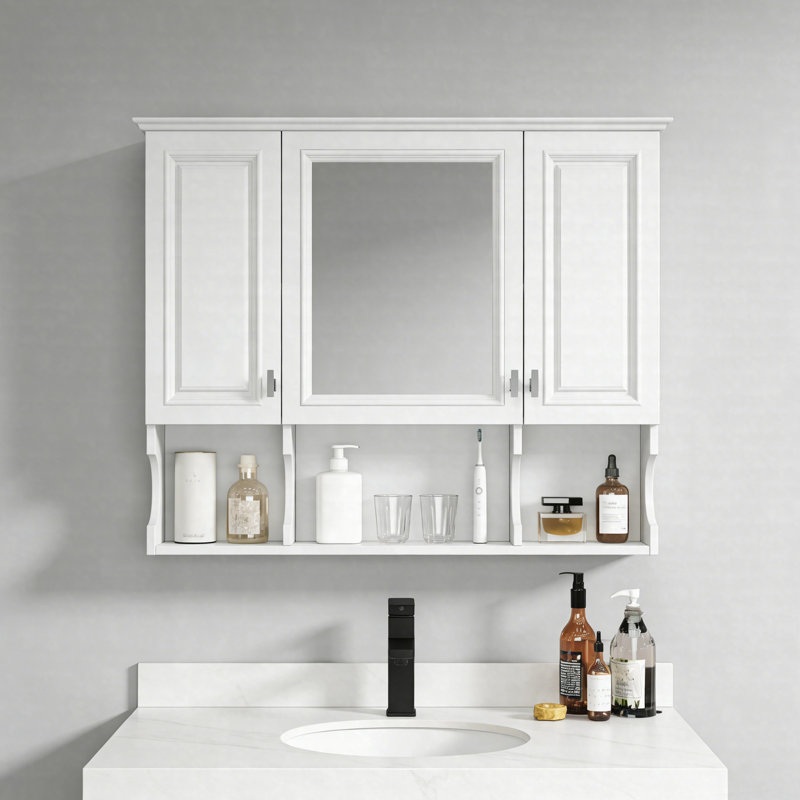 Armoire à pharmacie de salle de bain murale 35 "x 28" avec miroir, armoire de rangement moderne avec tablettes réglables
