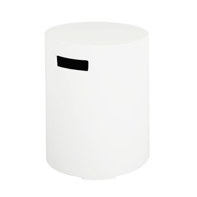 16X20 Inch White Tank Holder/Side Table, Lightweight Concrete, Round Design, No Assembly Needed Side Table That Can Hold Tanks, And , Outdoor Ambiance Piece