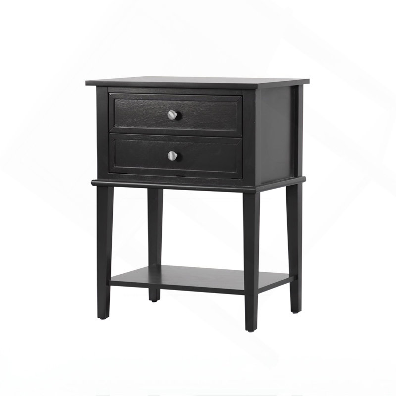 Sleek Black Minimalist Nightstand, Black