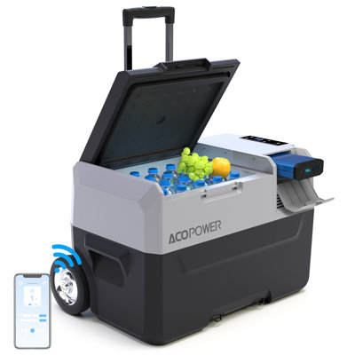 Réfrigérateur-congélateur portatif pour voiture avec batterie et roues tout-terrain de 6 po ACOPower
