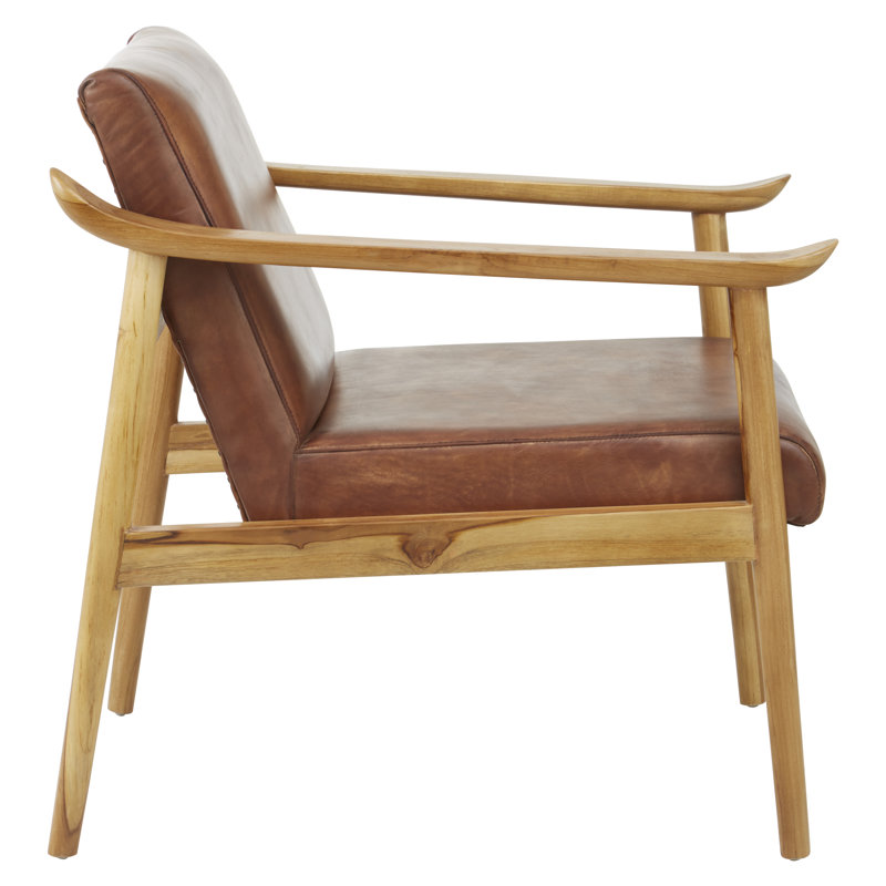 Natalie Leather Club Chair, Natural, Natural, Brown