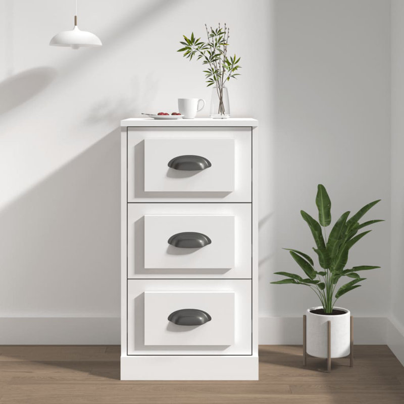  Sideboard Engineered Wood, Metal Small Sideboard, White