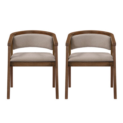 Arden U-Shaped Boucle Upholstered Dining Chairs With Armrest