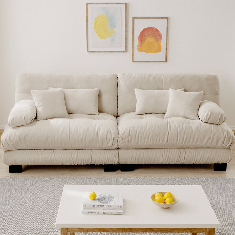 Causeuse rembourrée en chenille avec accoudoirs arrondis Nimbus Cloud Couch, H 35,4 po x l 94,4 po x P 36 po, 2, Café clair