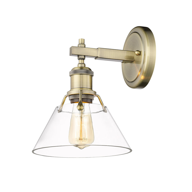 Felda Vanity Light, Aged Brass, Clear Glass