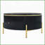 Table basse ronde moderne avec 2 tiroirs Base en métal doré - Rangement facile à nettoyer pour le salon-1280187570