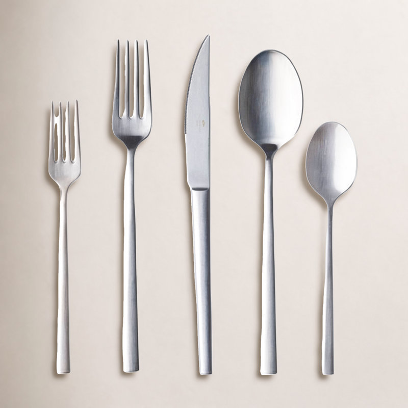 Costa Nova Vela Stainless Steel Flatware Set, Brushed Stainless Steel