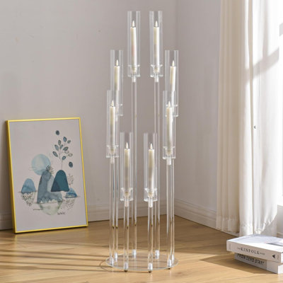10 pièces porte-chandelles transparentes à 8 bras pour décorations de mariage, hauteur de 38,5 pouces 