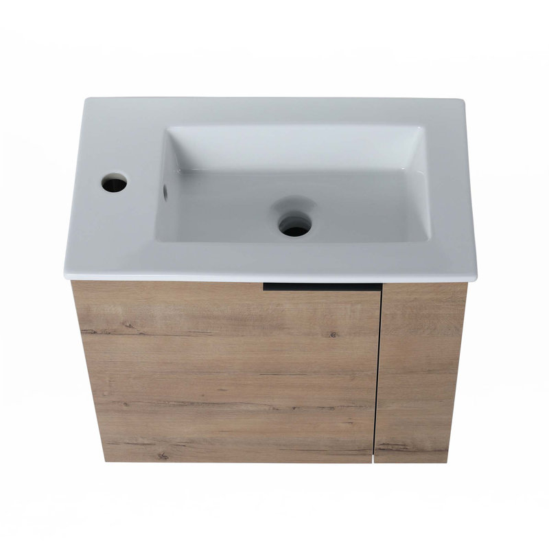 Meuble-lavabo flottant 22 po avec lavabo, Chêne