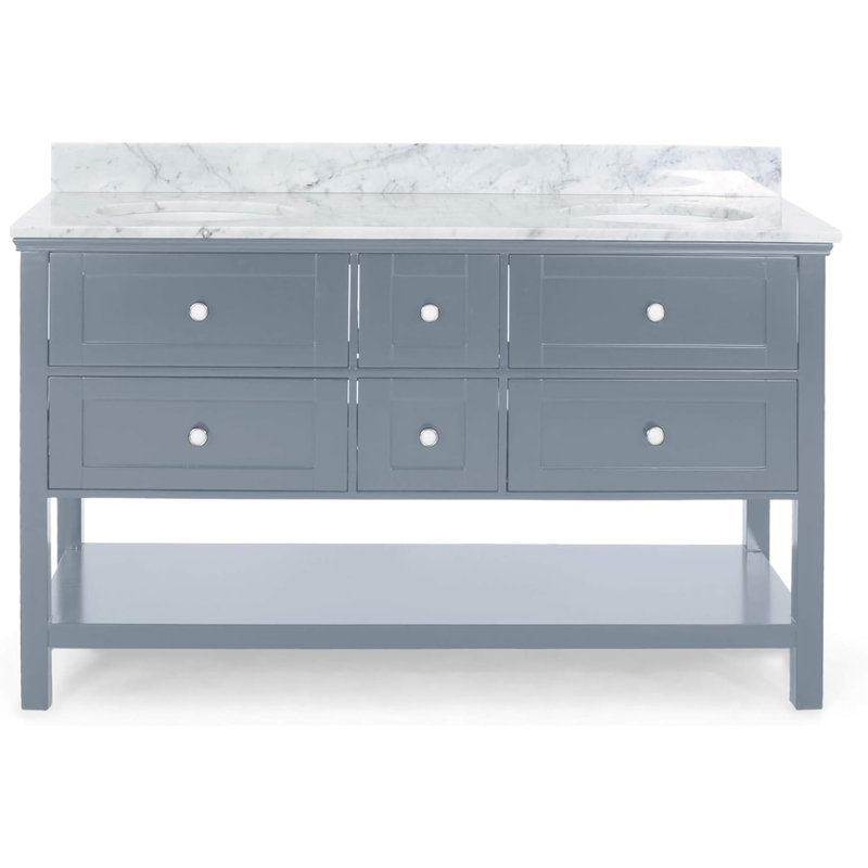 Ensemble de meuble-lavabo double 61 po Nazeeh, Blanc
