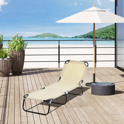Chaise longue d'extérieur pliable avec dossier inclinable à 5 niveaux