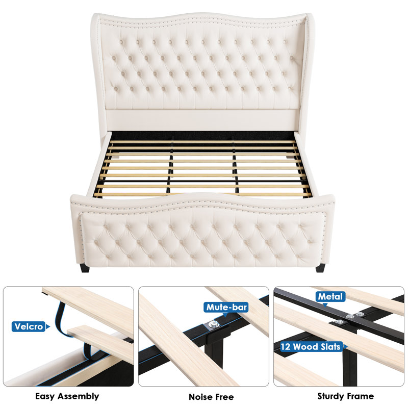 Metter Upholstered Wingback Bed