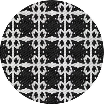 Tapis noir/blanc cassé à motifs