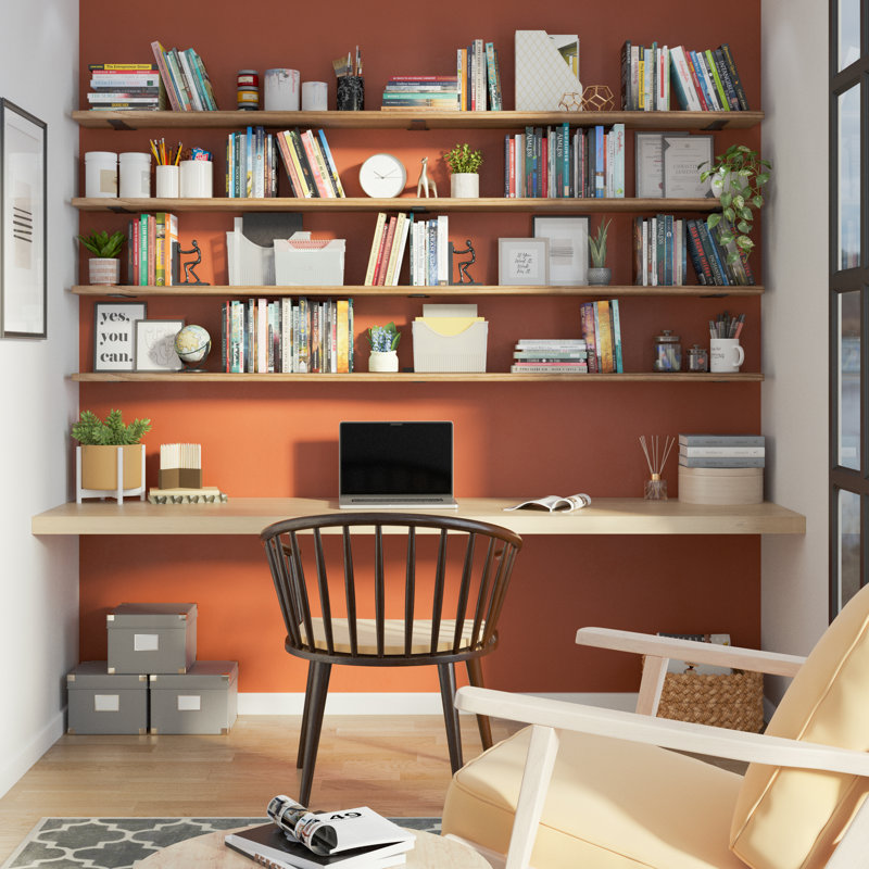 Floating Bookshelf Living Room, Hanging Shelf For Wall, Shelf With Heavy Duty Brackets, Farmhouse Decor, Burnt, 1pc