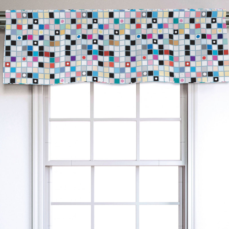 Sateen Geometric Ruffled Window Valance