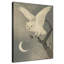 «Snowy White Owl and Crescent Moon Night», reproduction d'art sur toile encadrée - Très grand art mural encadré (assemblage requis)-721499625