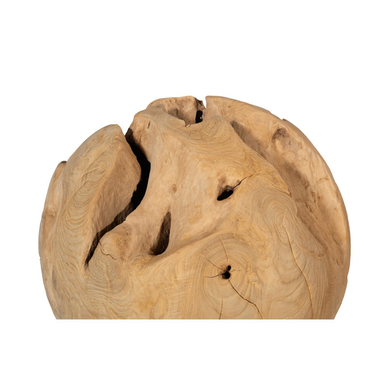 Petite sculpture boule en bois de teck