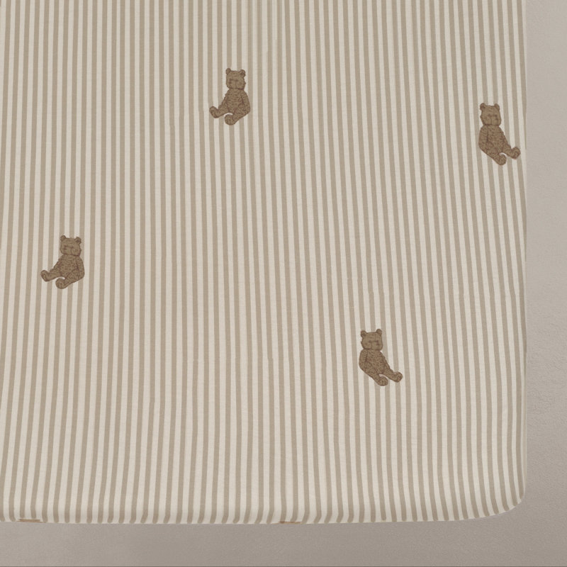 Oilo Studio – Organic Bear Jersey Fitted Crib Sheet, Ultra-Soft & Breathable, Snug Fit for Standard Cribs & Toddler Beds