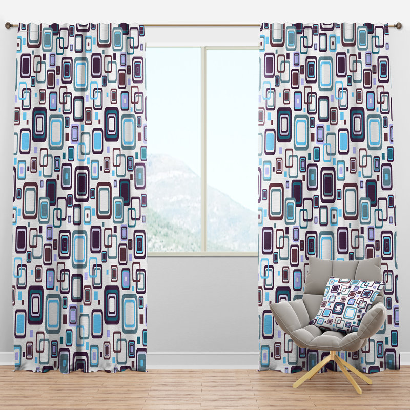 Panneau de rideau simple semi-diaphane avec passe-tringle Mid-Century, l 52 po x L 108 po