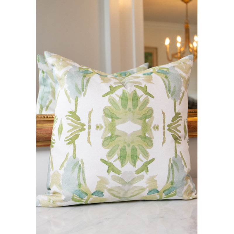 Wildflowers I Large Repeat Luxury Throw Pillow, 22"H x 22"W, Apple Green Floral