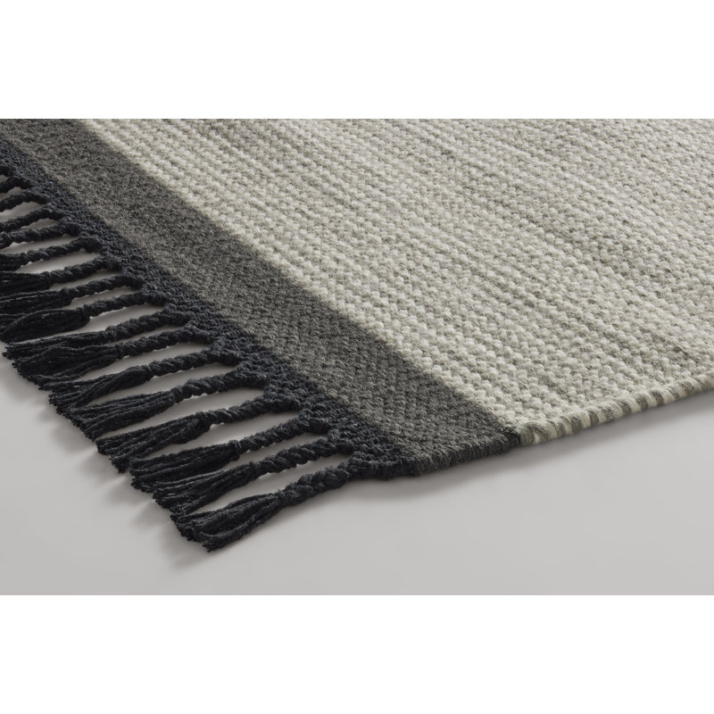 Right On Wool Striped Area Rug in Blue/Brown/Yellow/White, Rectangle 9' x 12'