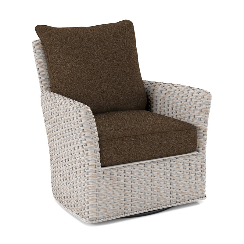 Fauteuil pivotant en polyester de 28 po de largeur Lanai, Chocolat Elite; 0321-72, Blanc antique givré