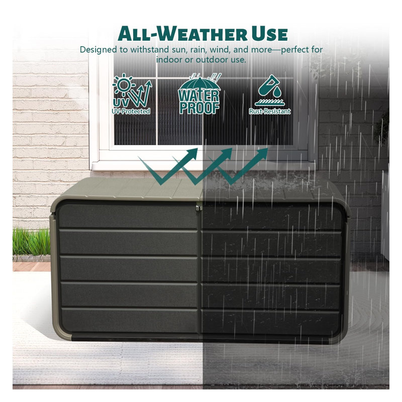 Grande boîte de rangement extérieure 200 gallons avec couvercle hydraulique, coffre de terrasse imperméable pour coussins de patio et outils de jardin
