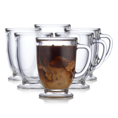 Libbey Kona Glass Coffee Mugs, 16-ounce
