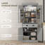 Armoire de cuisine 71 "avec lumières DEL, 6 tablettes de porte, un tiroir et 4 tablettes réglables, gris-442169986