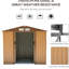 7' X 4' Yellow Outdoor Storage Shed, Galvanized Steel, 4 Ventilation Slots, 2 Sliding Doors, Spacious For Garage Use Steel Frame, Vents, Garden Tools, Lawn Care,