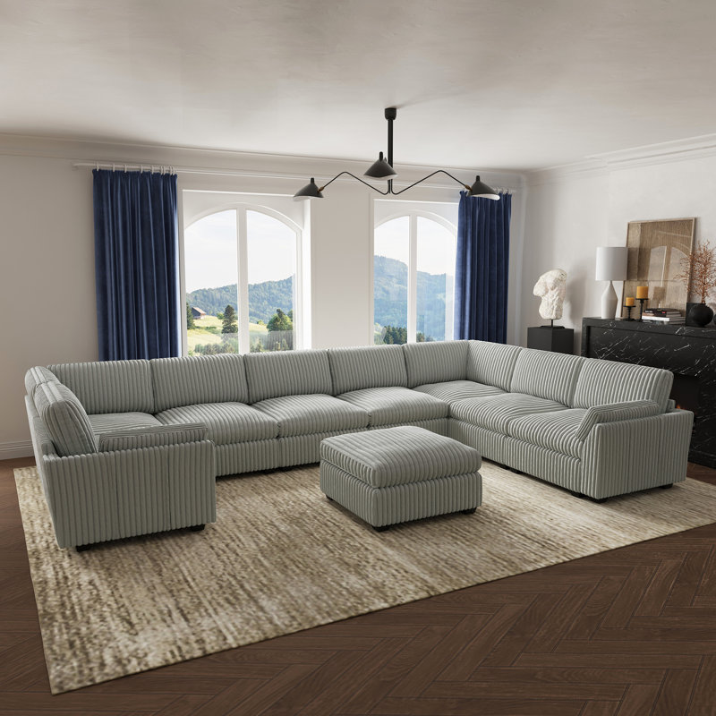 Canapé modulaire surdimensionné en U de 169,3 po Knaack et canapé de salon moelleux en velours côtelé