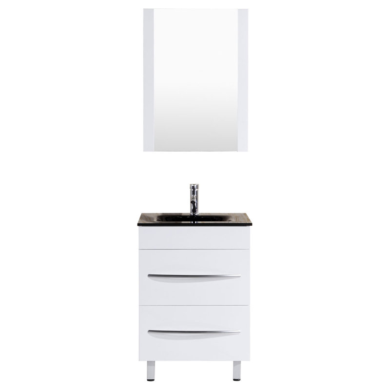 Ensemble de meuble-lavabo simple 24 po avec miroir Marguez, Noir