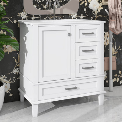 Ensemble de meuble-lavabo moderne 30 po avec lavabo, armoire de rangement avec porte à fermeture douce et 3 tiroirs