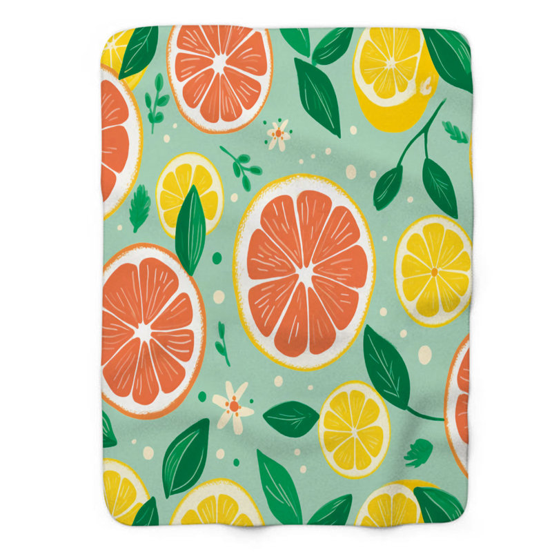 Colorful Colorful Citrus Art - 1 pièce Sherpa Premium, L 60 po x l 50 po