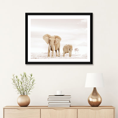 «Elephant Mom & Baby» par Klaus Tiedge - impression d'art graphique