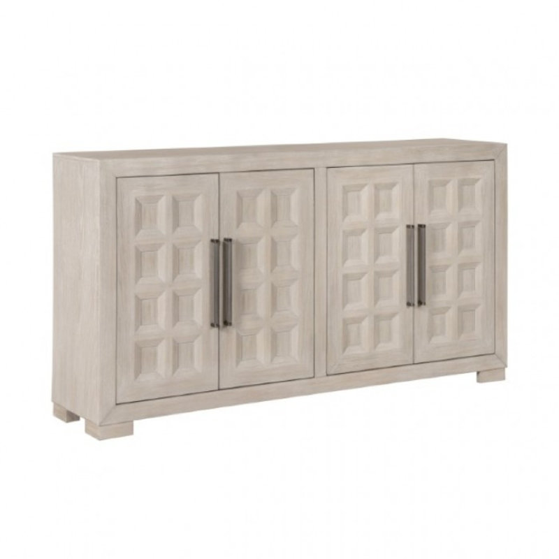 Buffet console 4 portes et tablettes Kizie, 66 po, Brun fauve