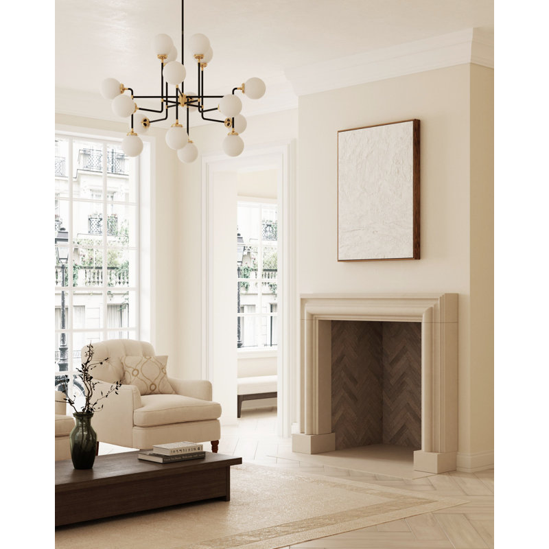 Cadre de cheminée Modern, Gris, H 52 po x l 65 po x P 7,5 po