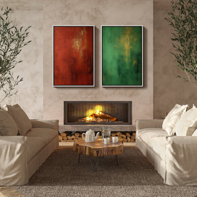 Art mural encadré, rétro, antique, classique pour chambre à coucher - 16 po x 24 po x 2 panneaux