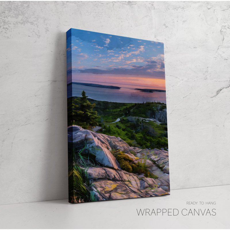 Coucher de soleil dans le parc national d'Acadie, ensemble de 3 affiches extra larges, montagnes, Toile tendue