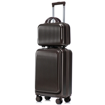 14"/20" 2 pcs/set in ABS Spinner Wheel Luggage, with Combination Lock and Front Opening Design, 14" Cosmetic Case