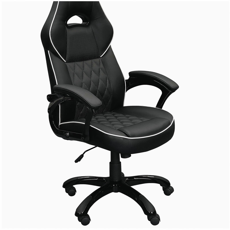 Chaise de bureau de course sportive à haut dossier mobili, noire