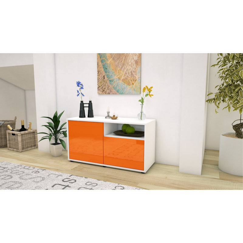 Xzavier 92cm W Chest of Drawers, High-gloss Orange / Matte White