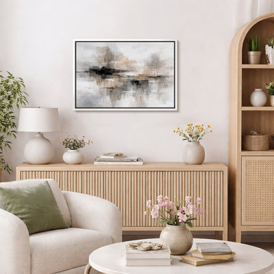 «Abstract Neutral Landscape Horizon Composition», impression de salon minimaliste, impression sur toile encadrée