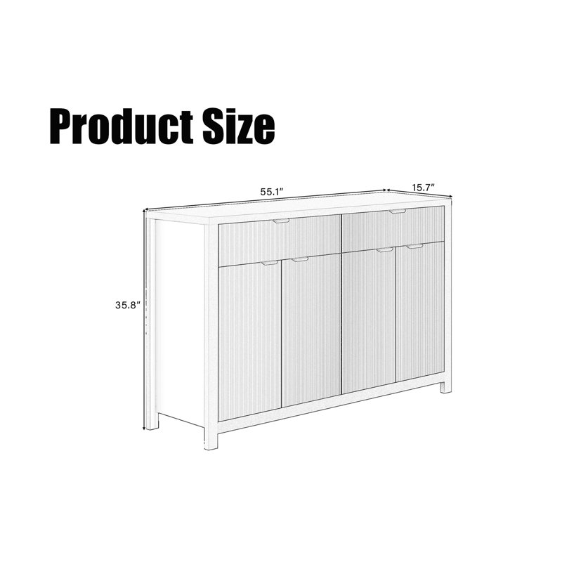 Modern Wave-pattern Sideboard Cabinet, Cyan