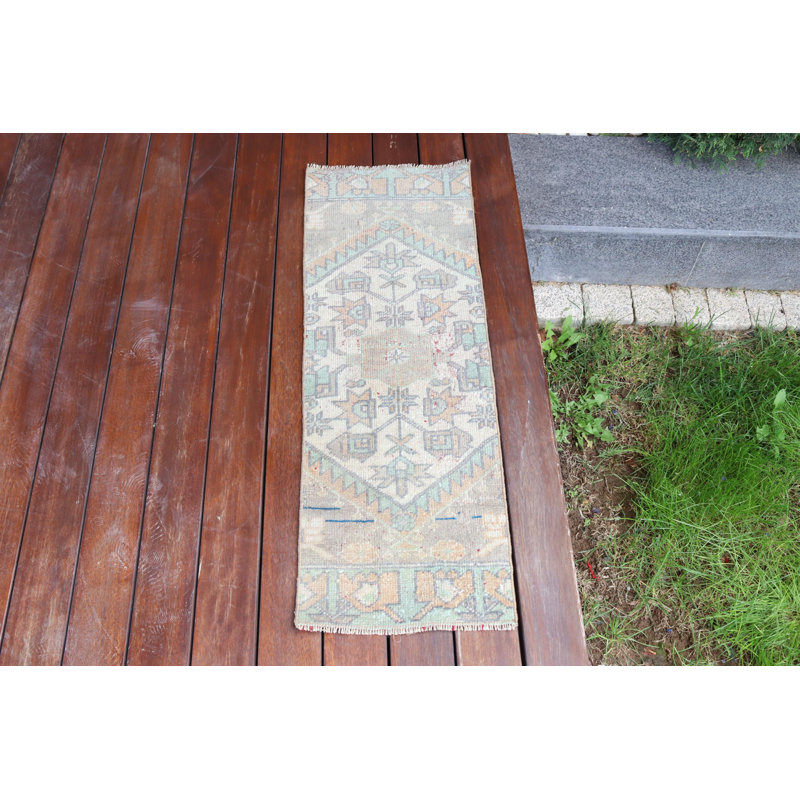 Small Handmade Rustic Decor Antique Turkish Vintage Runner Rug in Vibrant Hues Perfect for Adding a Touch of Traditional Elegance to Any Room