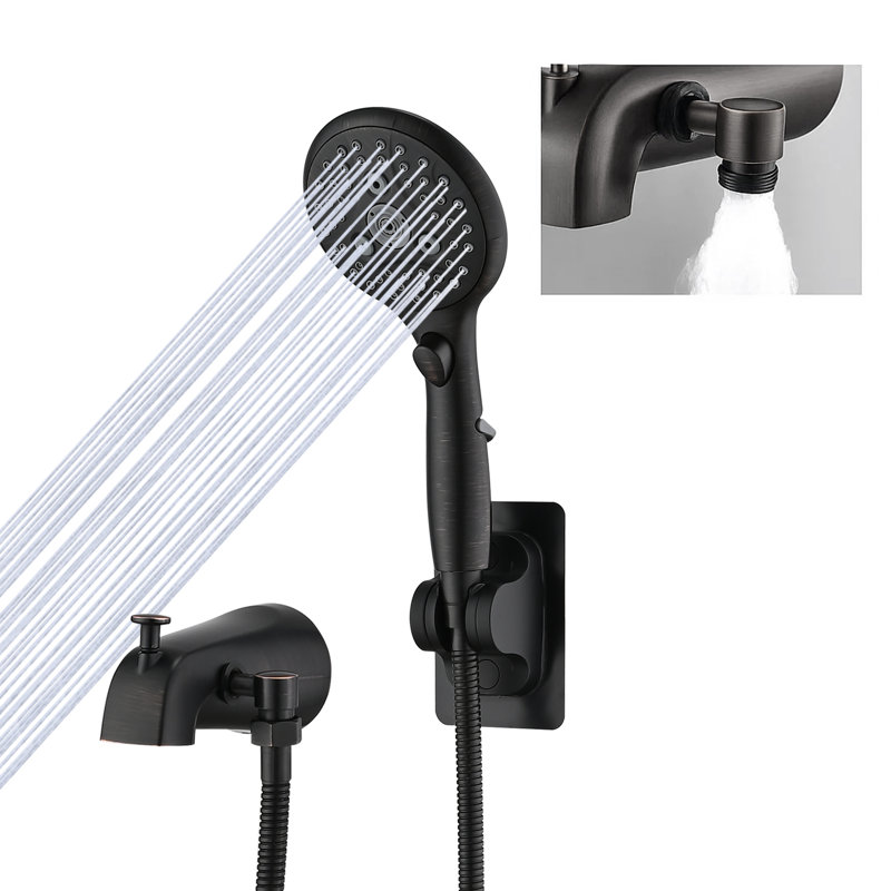 All Metal Bathtub Faucet With Sprayer, 6 Settings Handheld Shower With Switch, Oil Rubbed Bronze